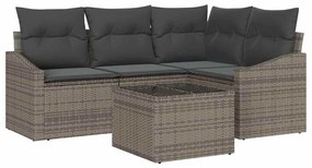 vidaXL Σετ Καναπέ με μαξιλάρι 5 pcs Γκρι συνθετικό ρατάν
