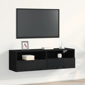 vidaXL Γκρι τηλεόραση Τοίχου Μαύρο Δρυς 100x30x30 εκ Επεξεργασμένο Ξύλο