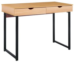 WOODWELL ΕΟ403,1ΓΡΑΦΕΙΟ με 2 Συρτάρια Μέταλλο Βαφή Μαύρο - Φυσικό 100x48x75cm ΕΟ403,1