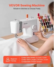 VEVOR Sewing Machine Portable Electric Sewing Machine 18 Stitch Applications