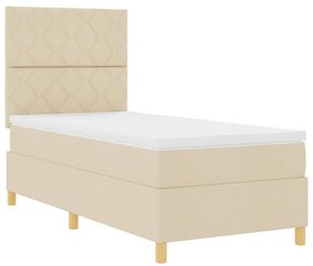 vidaXL Κρεβάτι με ελατήρια με στρώμα Κρεμ 90 x 200 cm ύφασμα