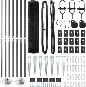 vidaXL Τεντώτο με στήριγμα Γκρι 1,2 x 10 m Ατσάλι