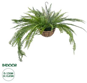 GloboStar® Artificial Garden FERN HANGING PLANT 20624 Τεχνητό Κρεμαστό Διακοσμητικό Φυτό Φτέρης Y90cm