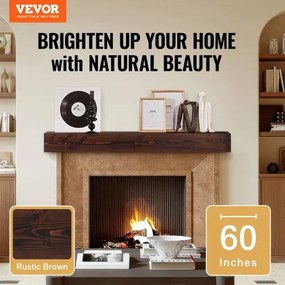 VEVOR Fireplace Mantel Wood Shelf Floating Rustic Fireplace Mantel 60&quot; Brown