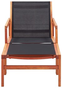 vidaXL Πολυθρόνα Κήπου με Υποπόδιο Μασίφ Ξύλο Ευκαλύπτου / Textilene