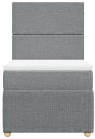 vidaXL Κρεβάτι Boxspring με Στρώμα Ανοιχτό Γκρι 90x200 εκ. Υφασμάτινο