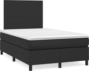 vidaXL Κρεβάτι Boxspring με Στρώμα Μαύρο 120 x 200 εκ. Συνθετικό Δέρμα