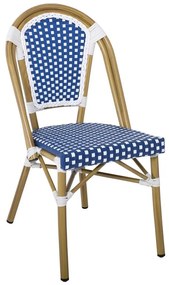 PARIS Καρέκλα Bistro Αλουμίνιο Φυσικό, Wicker Άσπρο - Μπλε, Στοιβαζόμενη  46x54x88cm [-Φυσικό/Μπλε-] [-Αλουμίνιο/Wicker-] Ε291,3