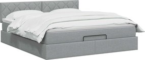 vidaXL Κρεβάτι Ottoman με στρώμα Ανοιχτό γκρι 140 x 190 cm Ύφασμα