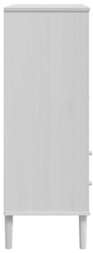 vidaXL Ντουλάπι Ψηλό SENJA Λευκό/Ρατάν 90x40x112 εκ. Μασίφ Ξύλο Πεύκου