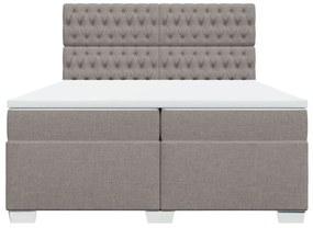 Κρεβάτι Boxspring με Στρώμα Taupe 200x200 εκ. Υφασμάτινο - Μπεζ-Γκρι