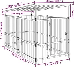 vidaXL Υπαίθριο Κλουβί Σκύλων με Οροφή από Χάλυβα 1,88 μ²