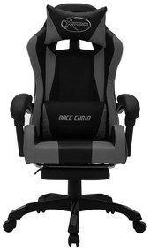 Καρέκλα Racing με Φωτισμό RGB LED Γκρι/Μαύρο Συνθετικό Δέρμα - Πολύχρωμο