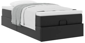 vidaXL Οθωμανικό κρεβάτι με στρώμα Μαύρο 100x200cm Faux Leather