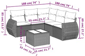 vidaXL Σετ Καναπέ Κήπου 6 τεμ. Μπεζ Συνθετικό Ρατάν με Μαξιλάρια