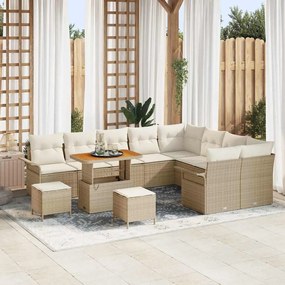 vidaXL Σετ Καναπέ Κήπου με μαξιλάρι 12 pcs Μπεζ, Κρέμα 90 x 55 x 71 cm