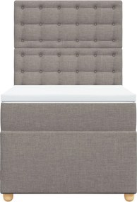 vidaXL Κρεβάτι Boxspring με Στρώμα Taupe 90x200 εκ. Υφασμάτινο