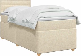 vidaXL Κρεβάτι box spring με στρώμα Κρεμ 80 x 200 cm Ύφασμα