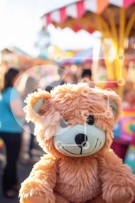 Intra Συλλεκτικό Ξύλινο Παζλ Plywood  4mm - Teddy Bear σε ένα καρναβάλι Σε Ξύλινο Κουτί - Διαστάσεις Puzzle: 10x10 cm – 25 κομμάτια