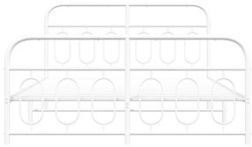 vidaXL Πλαίσιο Κρεβατιού με Κεφαλάρι&Ποδαρικό Λευκό 135x190εκ. Μέταλλο