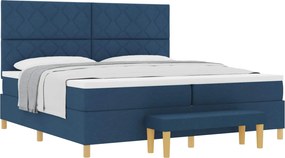 vidaXL Κρεβάτι με ελατήρια με κεφαλάρι Μπλε 200 x 200 cm ύφασμα