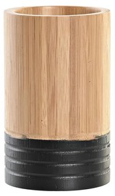 Βαση για οδοντοβουρτσεσ DKD Home Decor Bamboo 7 x 7 x 11 cm Μαύρο