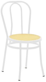 Καρέκλα Βιέννης pakoworld pe rattan μπεζ-μέταλλο λευκό