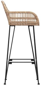 vidaXL Καρέκλα Μπαρ 2 pcs Φυσικό 55 x 52 x 105 εκ Καλάμι και Σίδερο