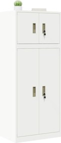 vidaXL Ντουλάπι αποθήκευσης 2 τμχ. Λευκός 60 x 40 x 145 εκ Ατσάλι