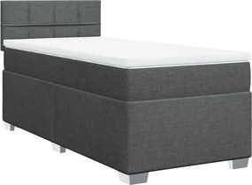 vidaXL Κρεβάτι Boxspring με Στρώμα Σκούρο Γκρι 90x200 εκ. Υφασμάτινο