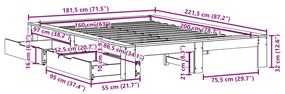 Σκελετός Κρεβατιού Χωρίς Στρώμα 160x200 εκ Μασίφ Ξύλο Πεύκου - Καφέ