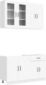 vidaXL Μονάδα κουζίνας KALMAR 4 pcs Λευκό Επεξεργασμένο Ξύλο