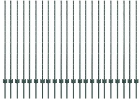 vidaXL Ασημένιοι Πόλοι Φράχτη 22 pcs Πράσινο Ατσάλι