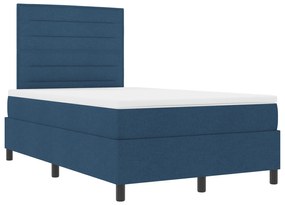vidaXL Κρεβάτι με ελατήρια και στρώμα & LED σε Μπλε, 120 x 200 εκ. Ύφασμα
