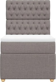 vidaXL Κρεβάτι Boxspring με Στρώμα Taupe 90x190 εκ.Υφασμάτινο