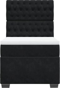 vidaXL Κρεβάτι Boxspring με Στρώμα Μαύρο 90x200 εκ. Βελούδινο