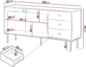 Μπουφές Valerio 150-Leuko - 150.00Χ39.00Χ75.00cm