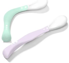 BabyOno Σετ Με 2 Εύκαμπτα Κουταλάκια Φιστικί Και Μωβ BN1066-03