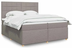vidaXL Κρεβάτι Boxspring με Στρώμα Taupe 200x200 εκ. Υφασμάτινο