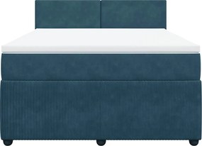 vidaXL Κρεβάτι Boxspring με Στρώμα Μπλε 140x190 εκ. Βελούδινο