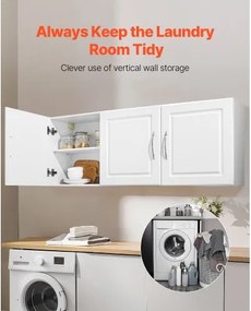 VEVOR 54 in Laundry Room Wall Cabinet 2-Tier Kitchen Cupboard with 3 Doors White