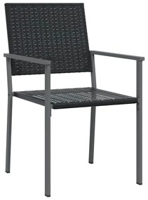 vidaXL Σέτ φαγητού για κήπο 7 pcs Μαύρο Πολυ ράταν