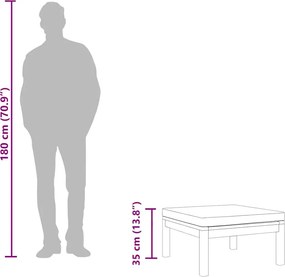 vidaXL Υποπόδιο από Μασίφ Ξύλο Ακακίας με Λευκό Κρεμ Μαξιλάρι