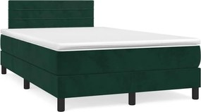 vidaXL Κρεβάτι Boxspring με Στρώμα Σκούρο Πράσινο 120x200εκ. Βελούδινο