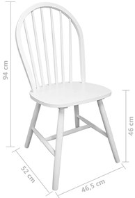 vidaXL Καρέκλες Τραπεζαρίας 4 τεμ. Λευκές Μασίφ Ξύλο Καουτσουκόδεντρου