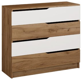 Ξύλινη Συρταριέρα Κρεβατοκάμαρας VENTO με 4 συρτάρια Ρουστίκ/Λευκό 90x45x86cm