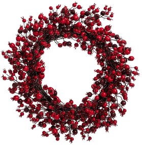 Χριστουγεννιάτικο Στεφάνι Με Berries 91060 50cm Red