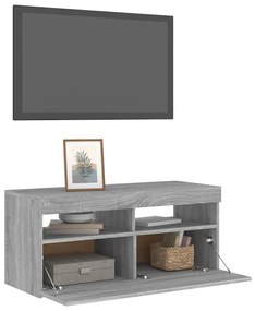 vidaXL Έπιπλο Τηλεόρασης με LED Γκρι Sonoma 90x35x40 εκ.