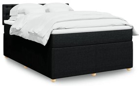 vidaXL Κρεβάτι Boxspring με Στρώμα Μαύρο 140x200 εκ. Υφασμάτινο