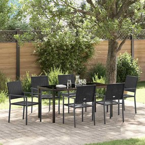 vidaXL Σέτ φαγητού για κήπο 7 pcs Μαύρο Ράτα PE